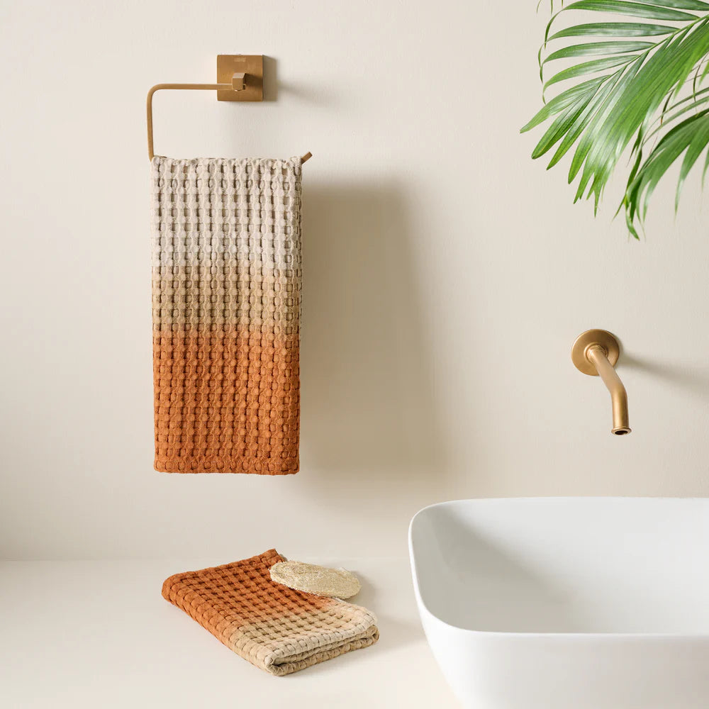 Dip Dye Cotton Bamboo Waffle Hand Towel