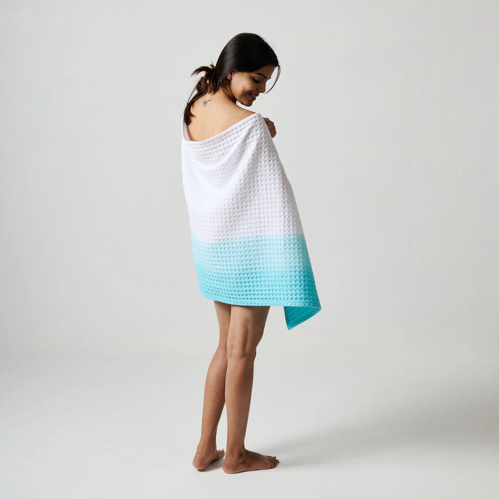 Dip Dye Cotton Waffle Bath Towel