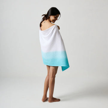 Dip Dye Cotton Waffle Bath Towel