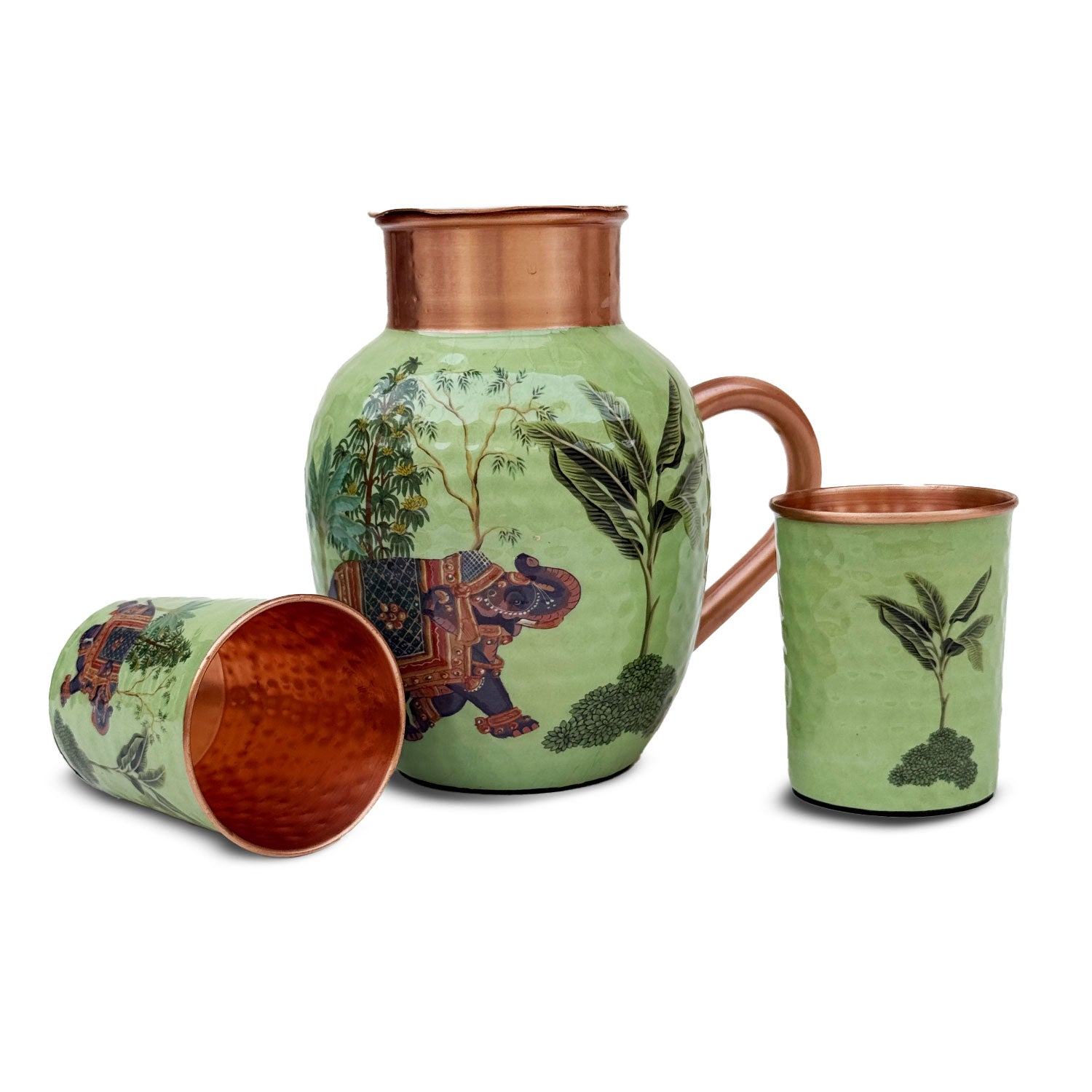 Green Elephant Pure Copper Jug & Glass Set