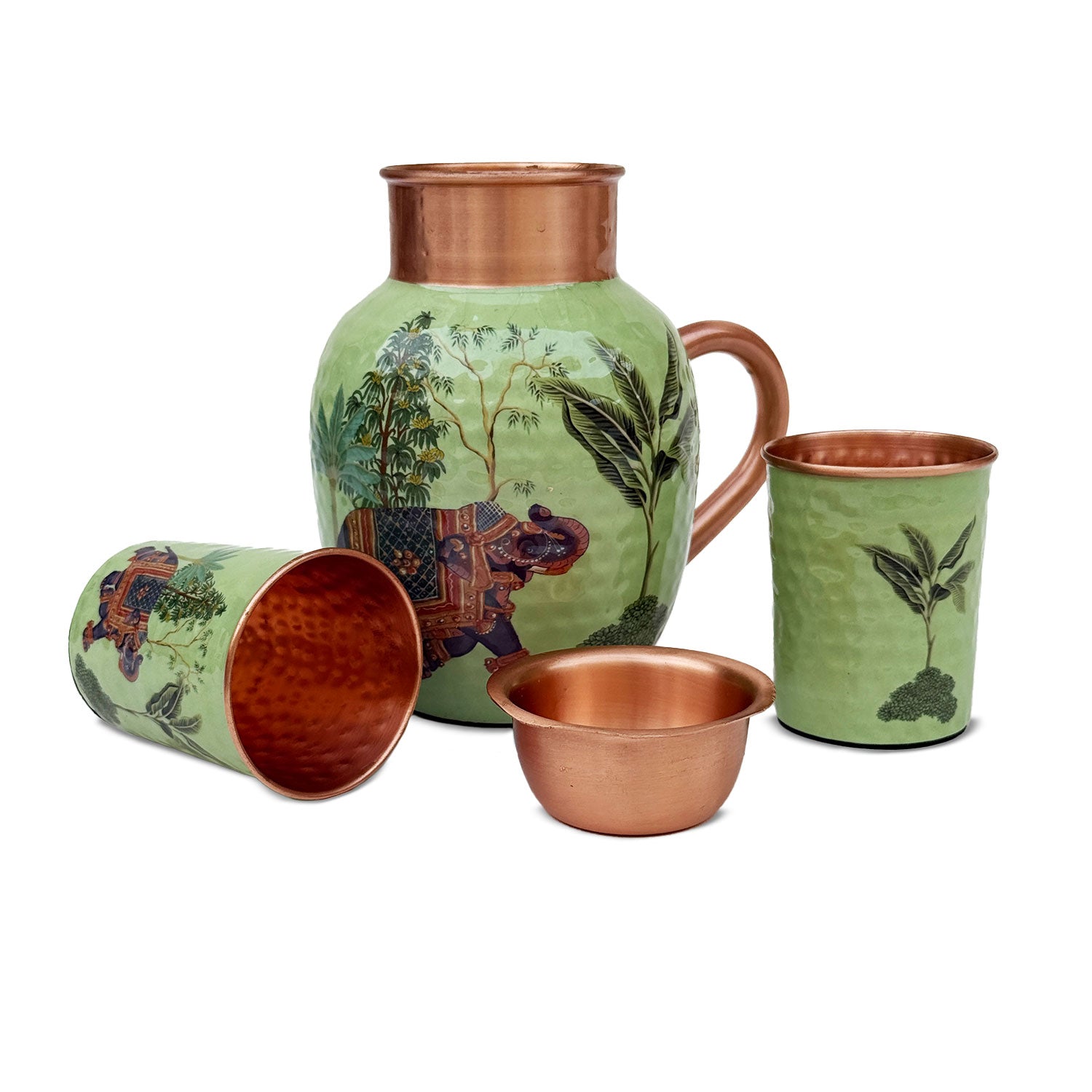 Green Elephant Pure Copper Jug & Glass Set