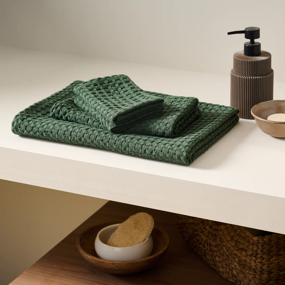Honeycomb Cotton Bamboo Waffle Bath Set
