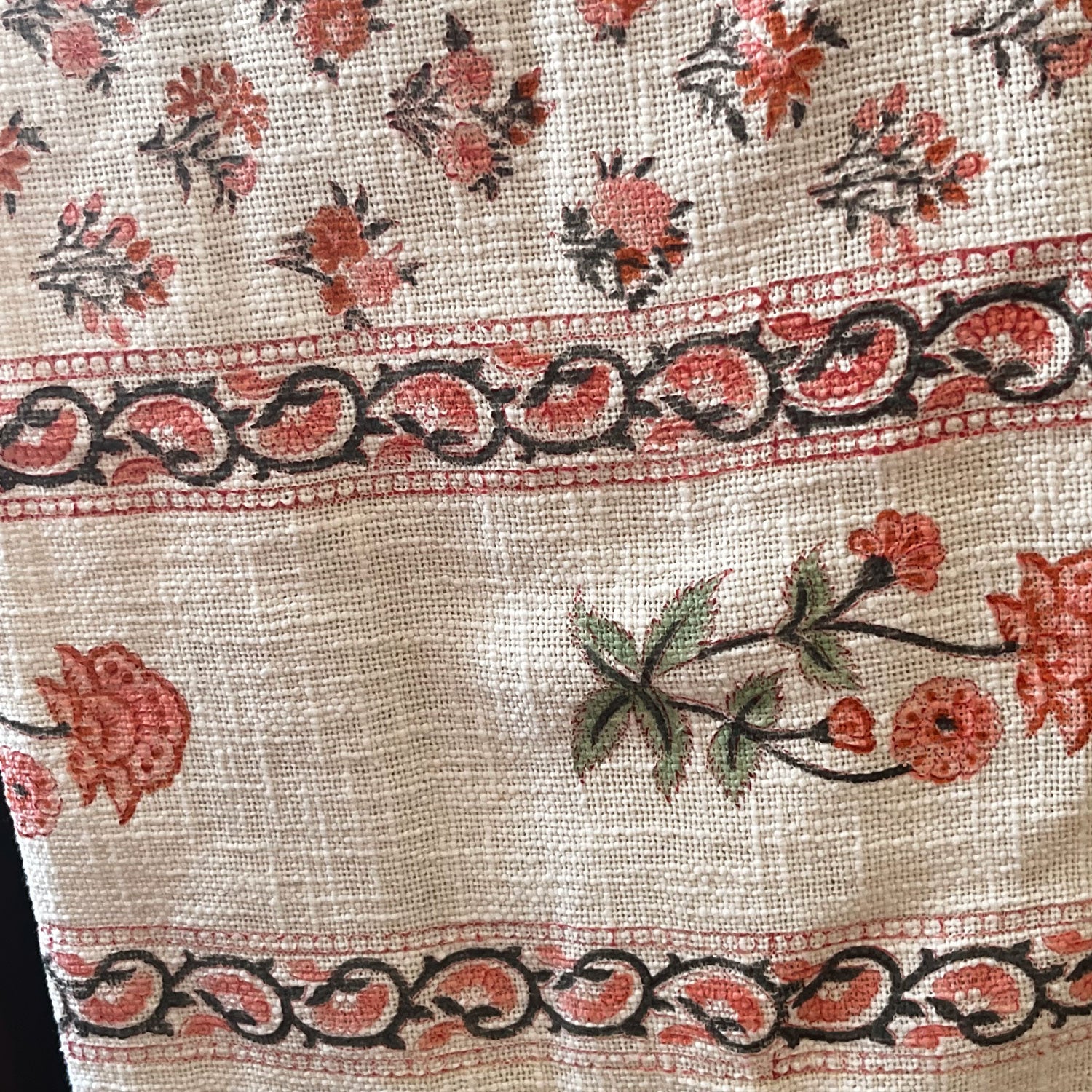 Floral Red White Block Printed 100 % Cotton Throw - 60 inches x 48 inches