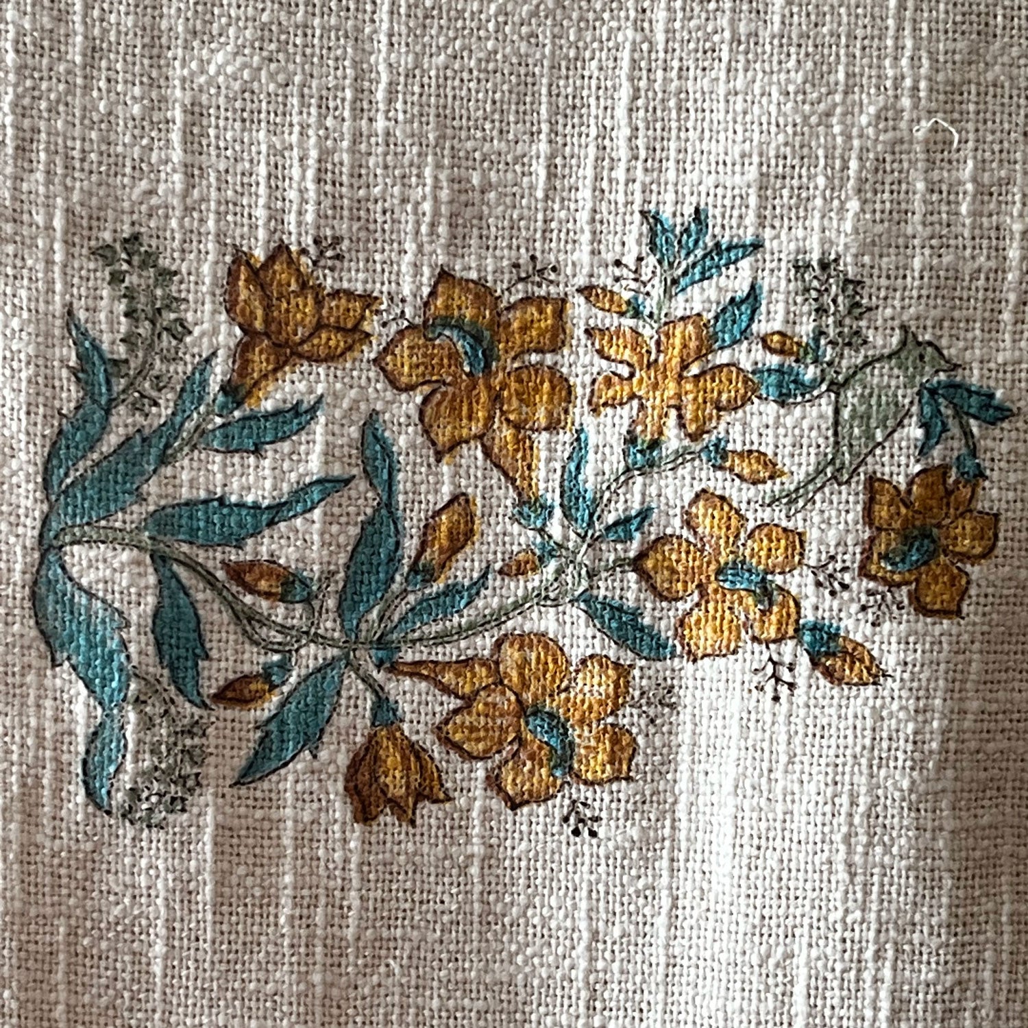 Yellow Floral Love Block Printed 100 % Cotton Throw - 60 inches x 48 inches