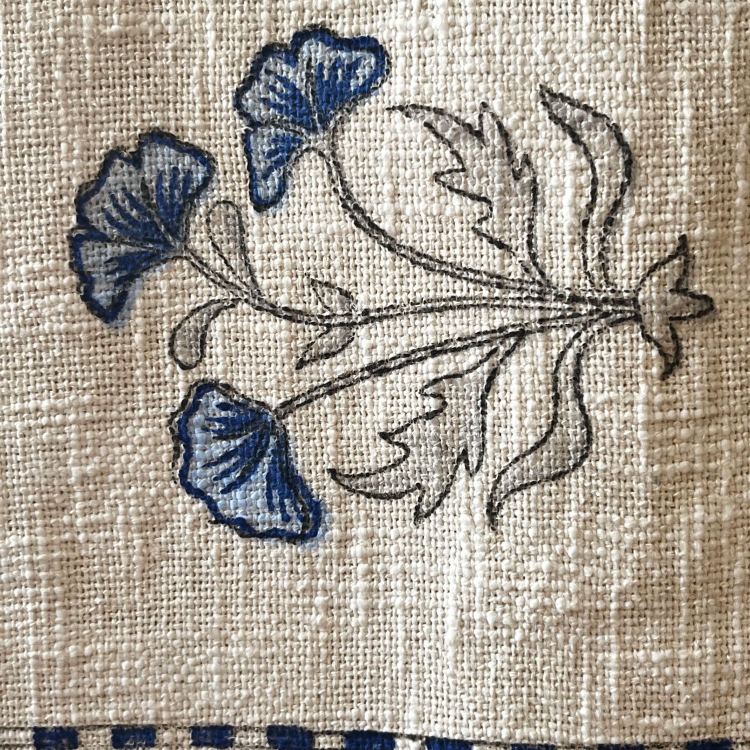 Floral Blue White Block Printed 100 % Cotton Throw - 60 inches x 48 inches