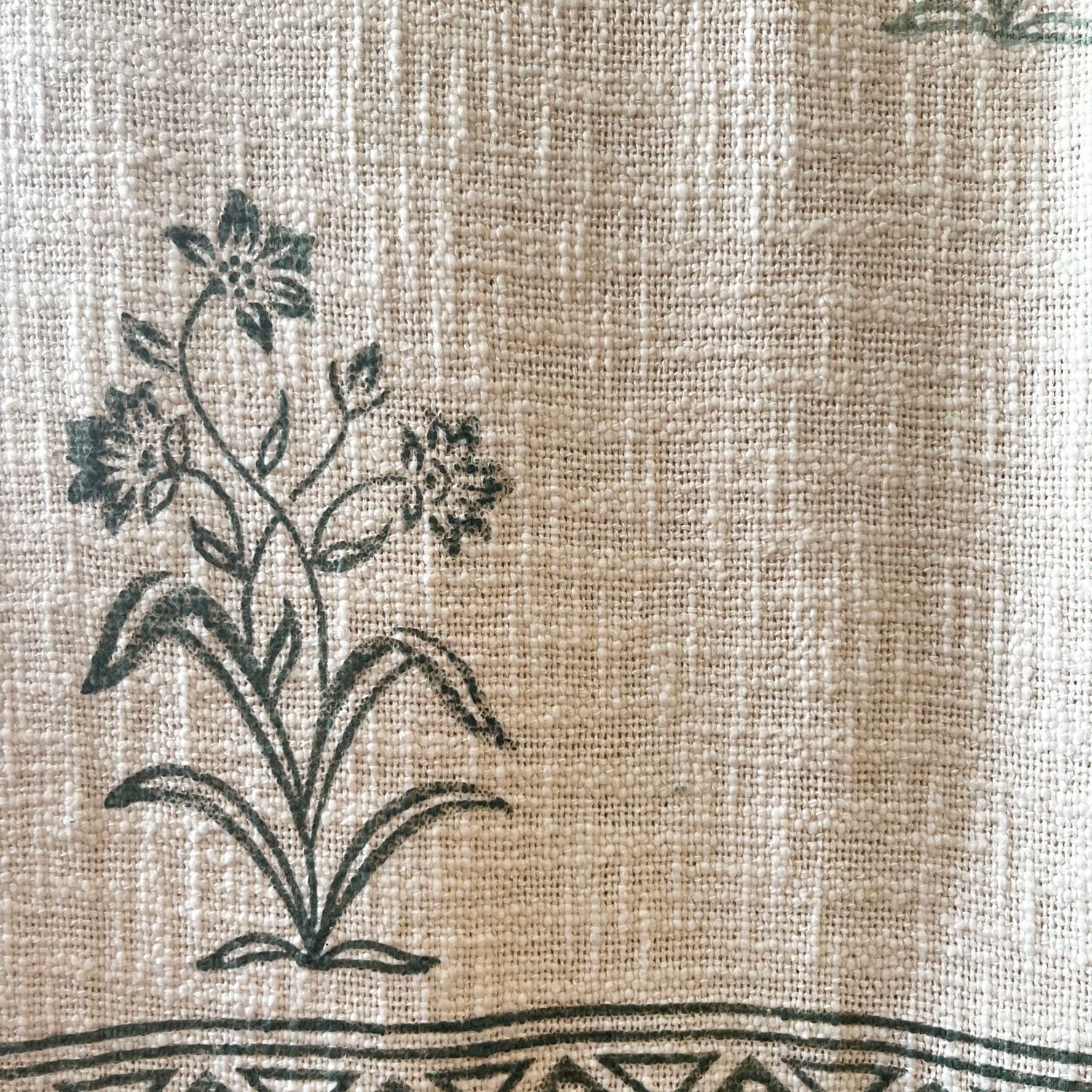 Floral Grace White Block Printed 100 % Cotton Throw - 60 inches x 48 inches