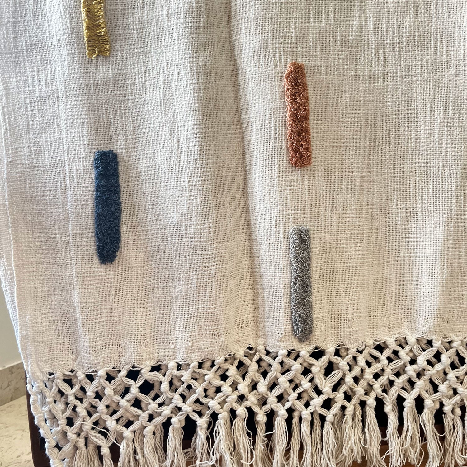 Multi Color Strip White Block Printed 100 % Cotton Throw - 60 inches x 48 inches