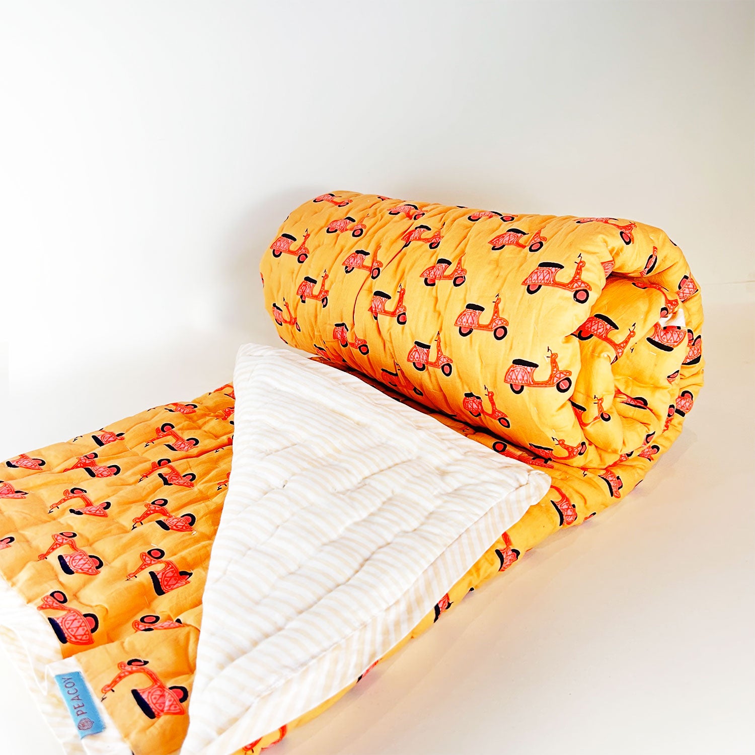 Peach scooter Kids Quilt | Single |  40x60 Inches