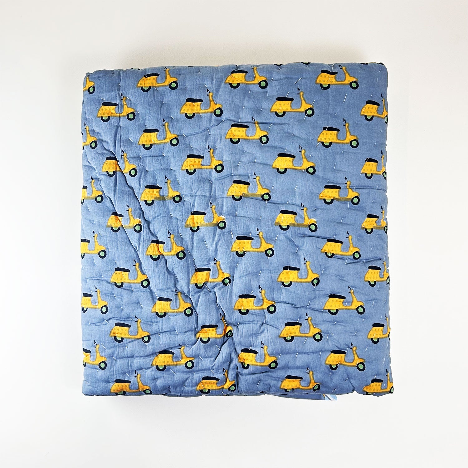 Cute Bike light blue Kids Single Quilt 40x60 Inches