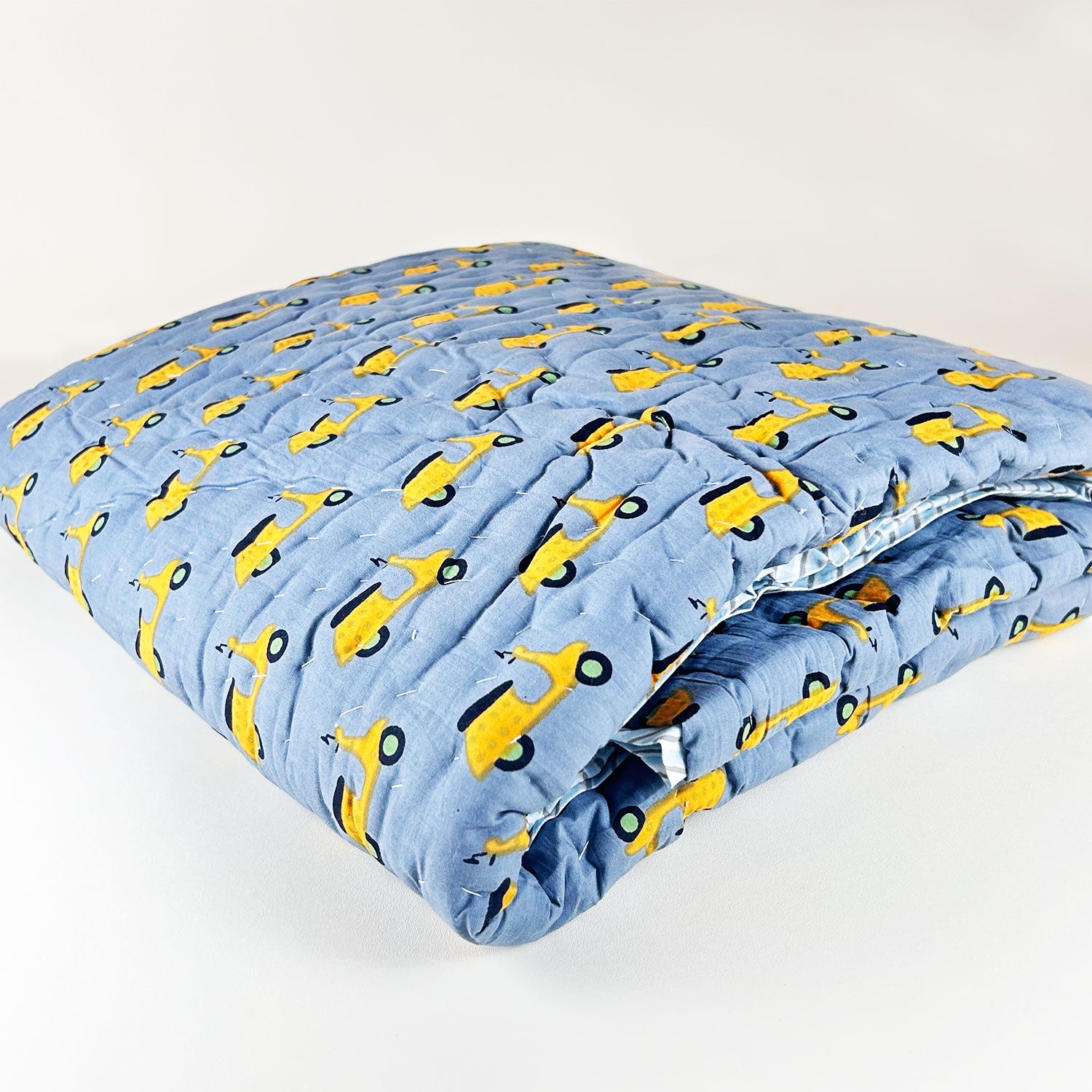 Cute Bike light blue Kids Single Quilt 40x60 Inches