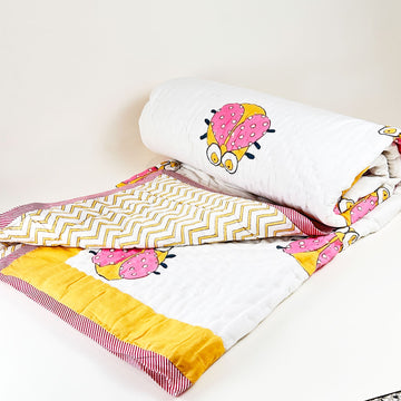 Bright Bee Kids Single Quilt | Double Sided | 40x60 Inches