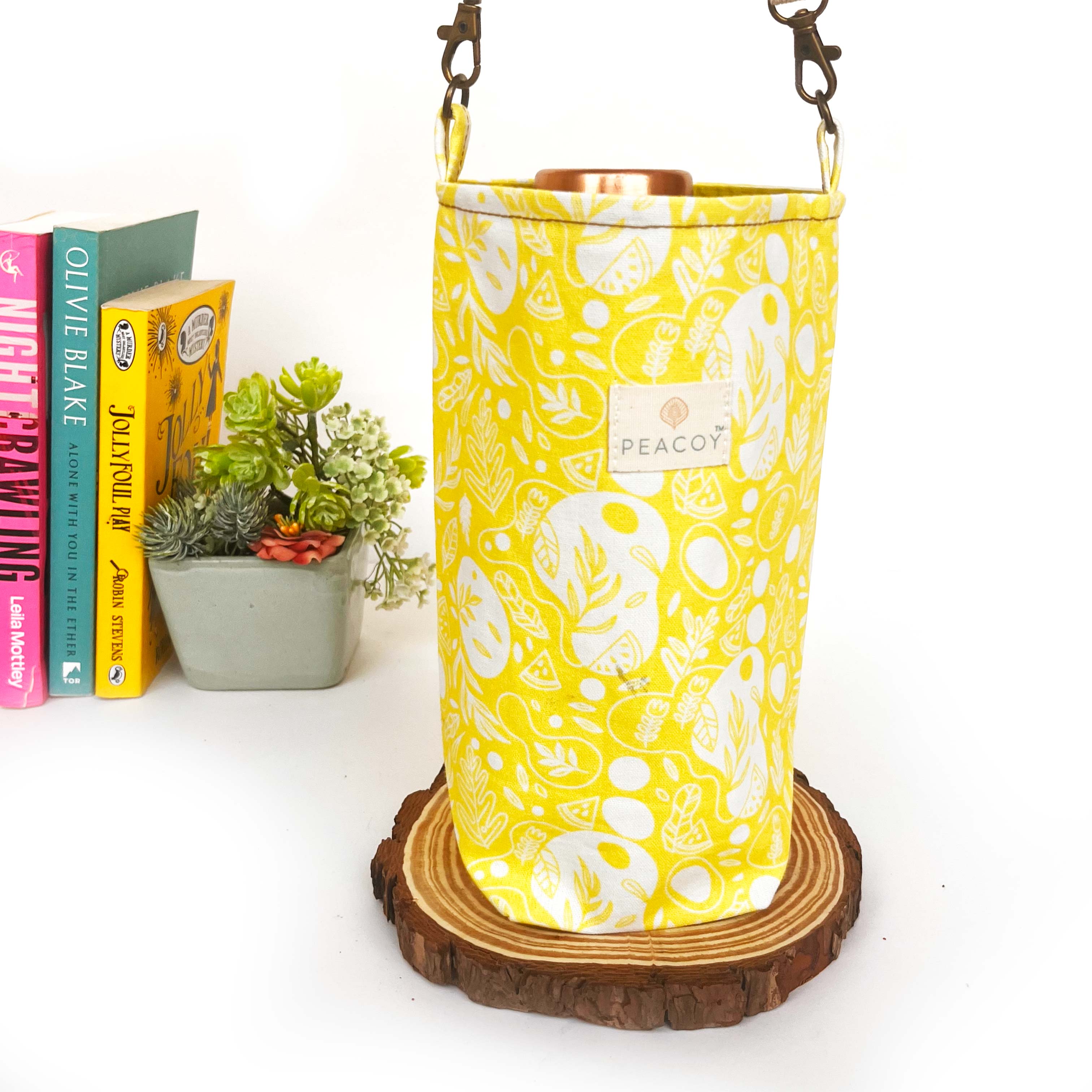 Neon Green Abstract Printed | Bottle Cover Cotton Canvas |13 x 6 inches | Peacoy