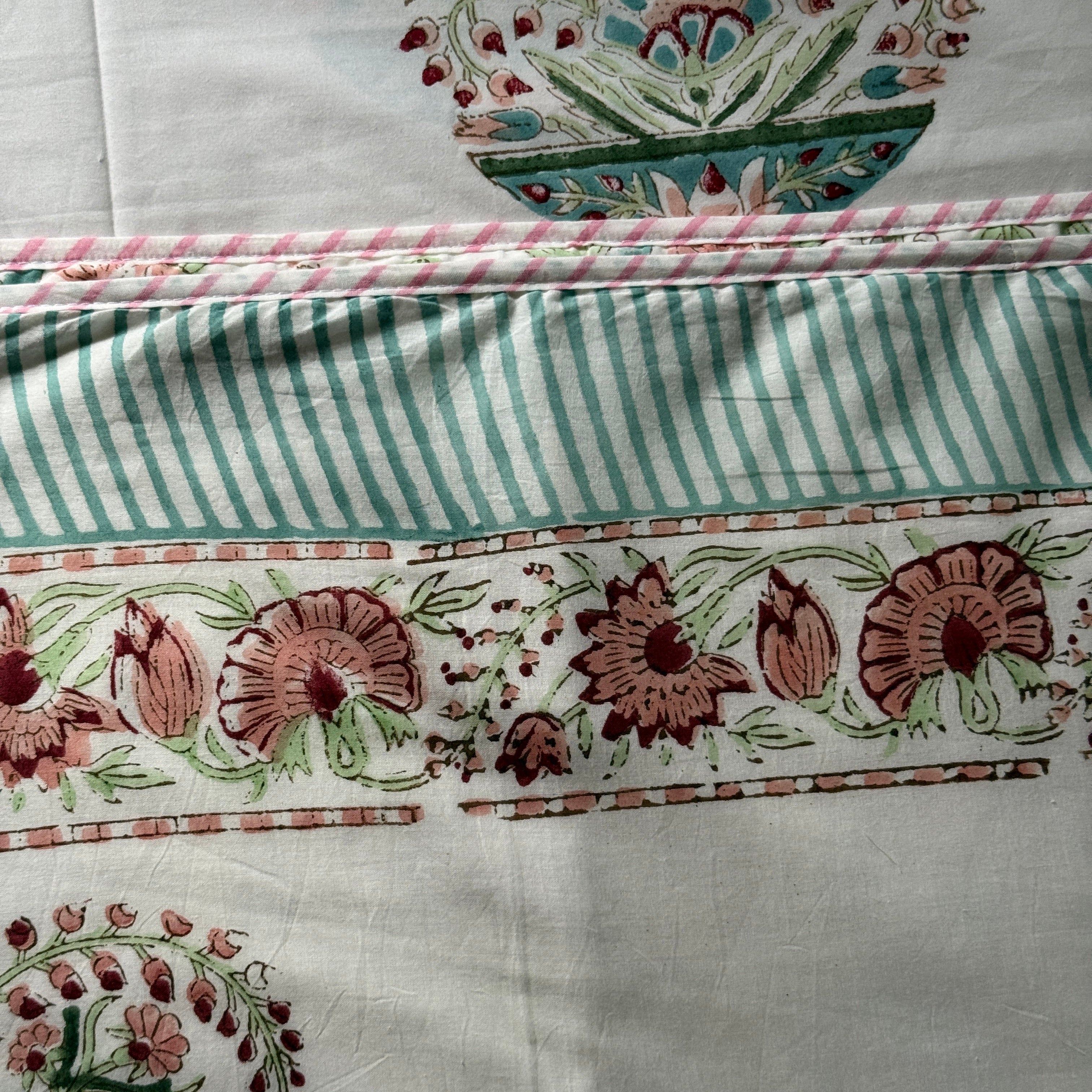 White Freestyle Cotton Printed Dohar - 100 inches x 110 inches