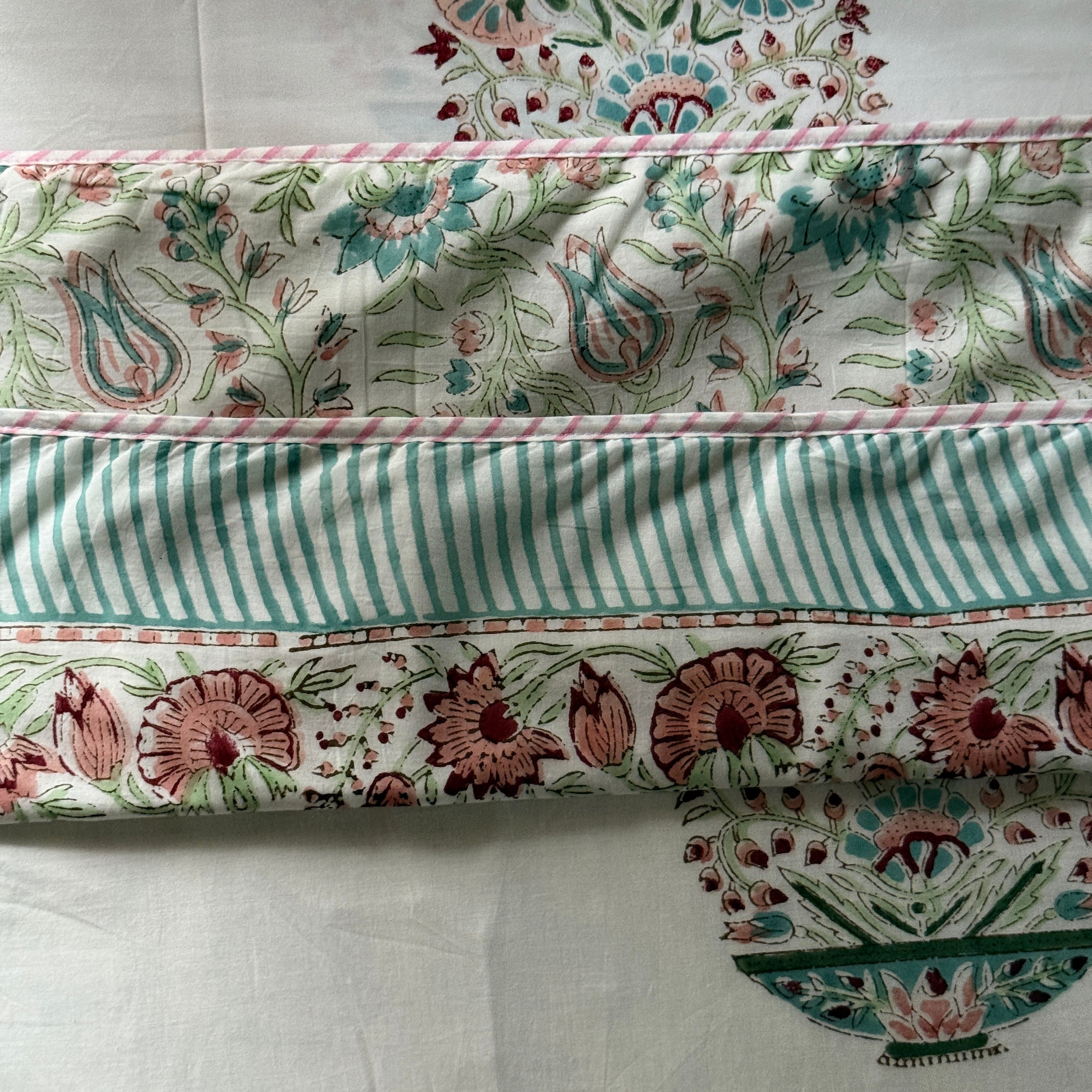White Freestyle Cotton Printed Dohar - 100 inches x 110 inches