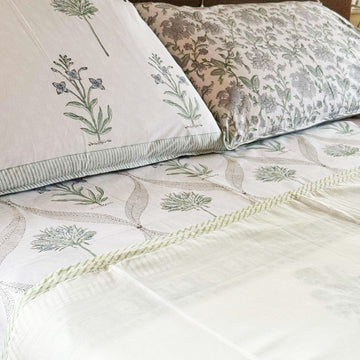 Pastel Green Cotton Printed 3D Dohar - 100 inches x 110 inches