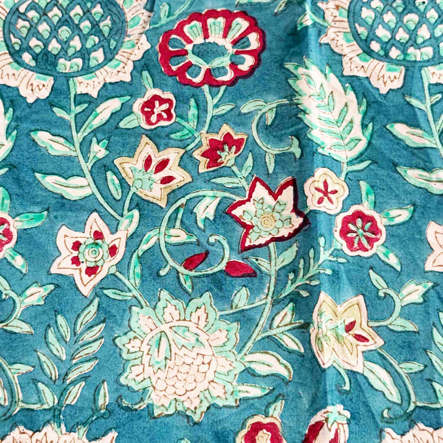 Blue Floral Motif Cotton Printed Bedsheet - 100 inches x 110 inches