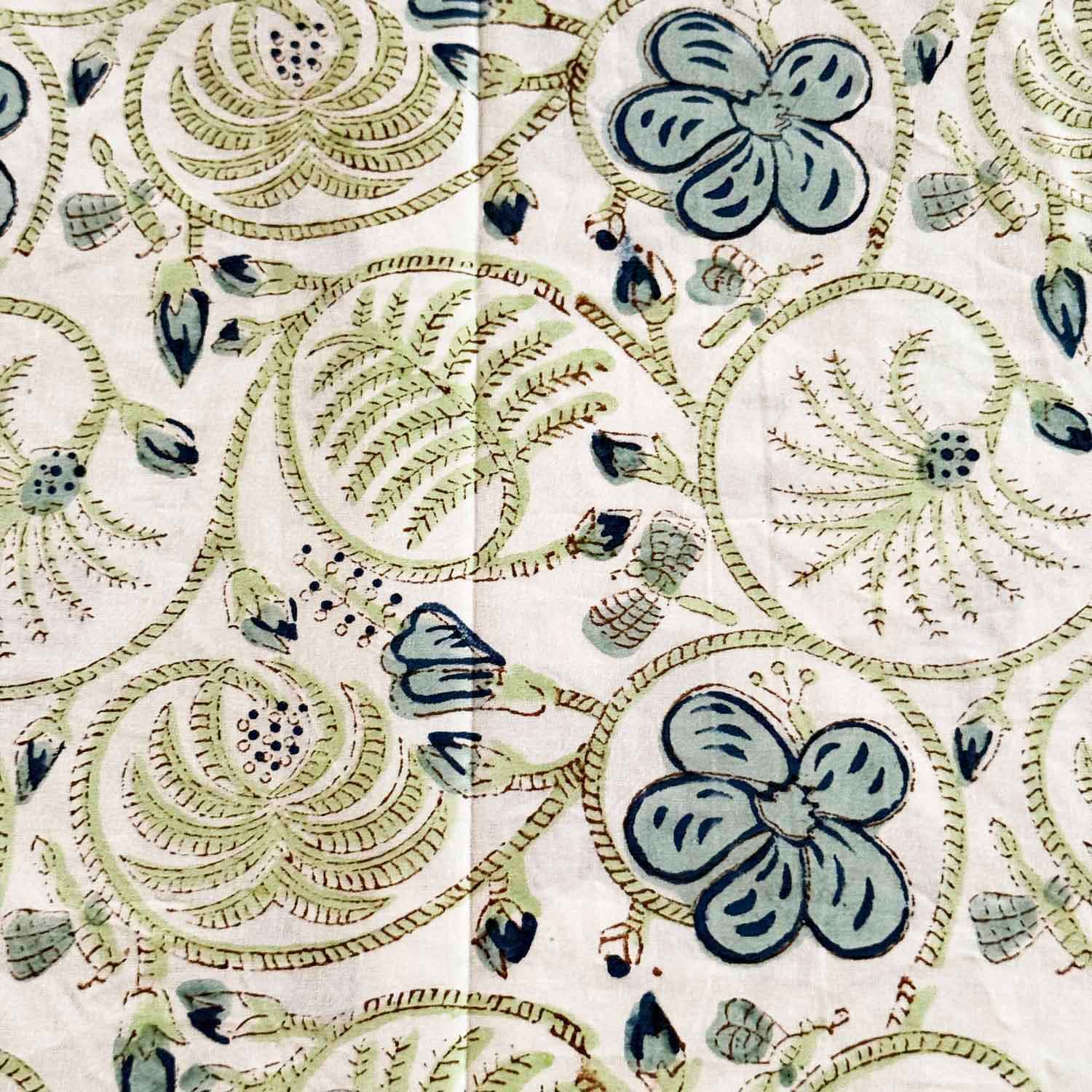 Pastel Green & Blue Floral Cotton Printed Bedsheet - 100 inches x 110 inches