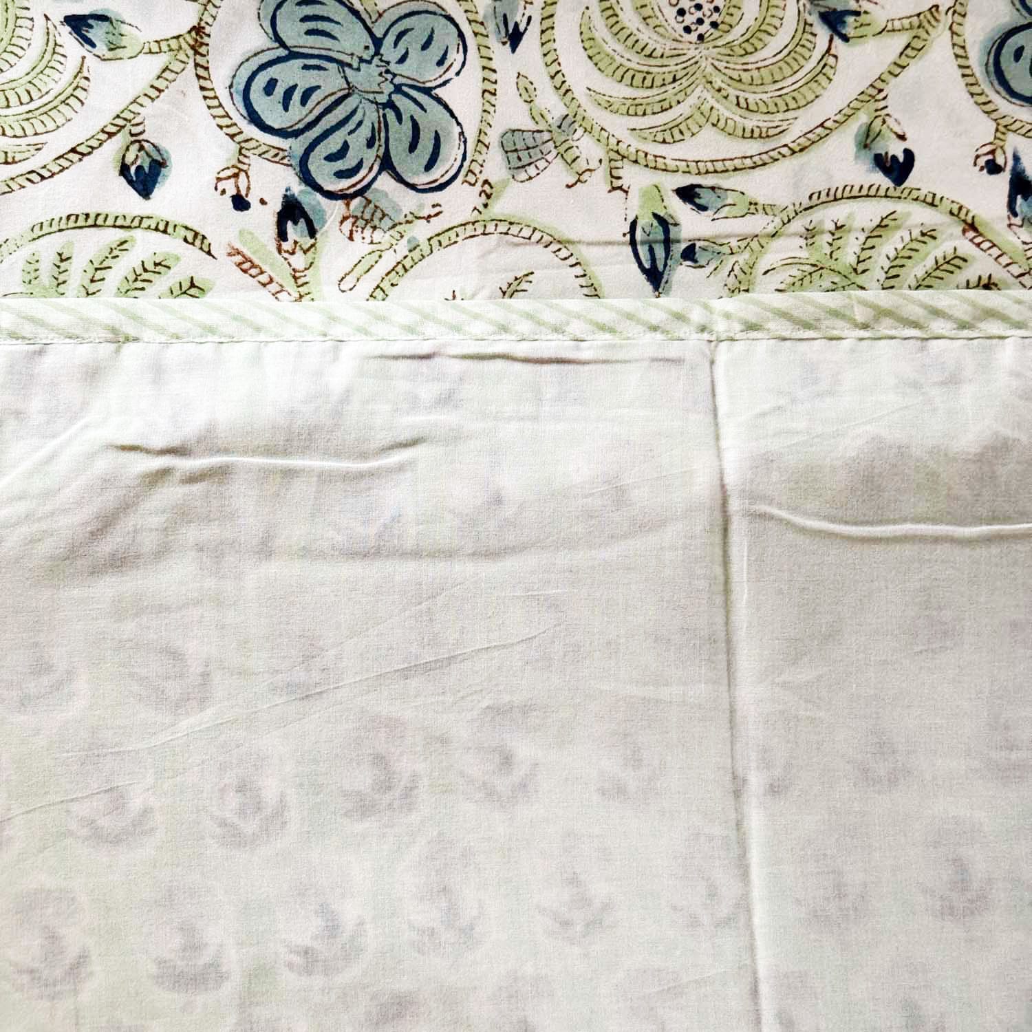 Pastel Green Flower Pattern Cotton Printed 3D Dohar - 100 inches x 110 inches