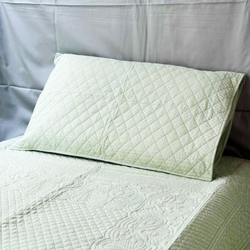 Pastel Green Lattice Bloom Cotton Printed Bedsheet - 100 inches x 110 inches