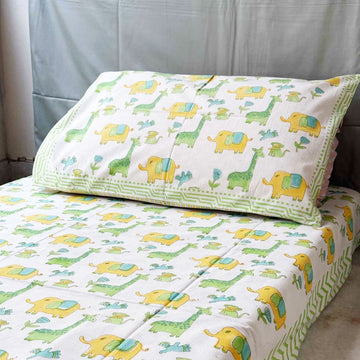 White Animal Prints Kids Single Bedsheet | 60x90 Inches