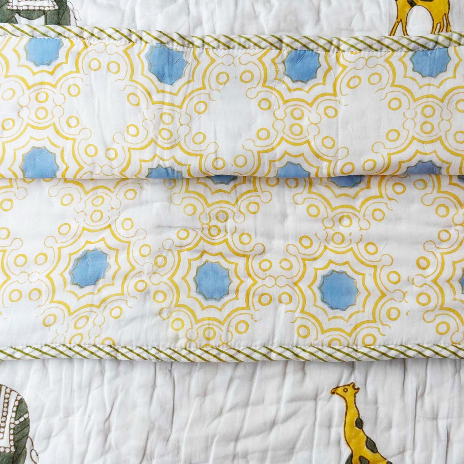 White Animal Prints Kids Single Quilt | Single Sided | 40x60 Inches