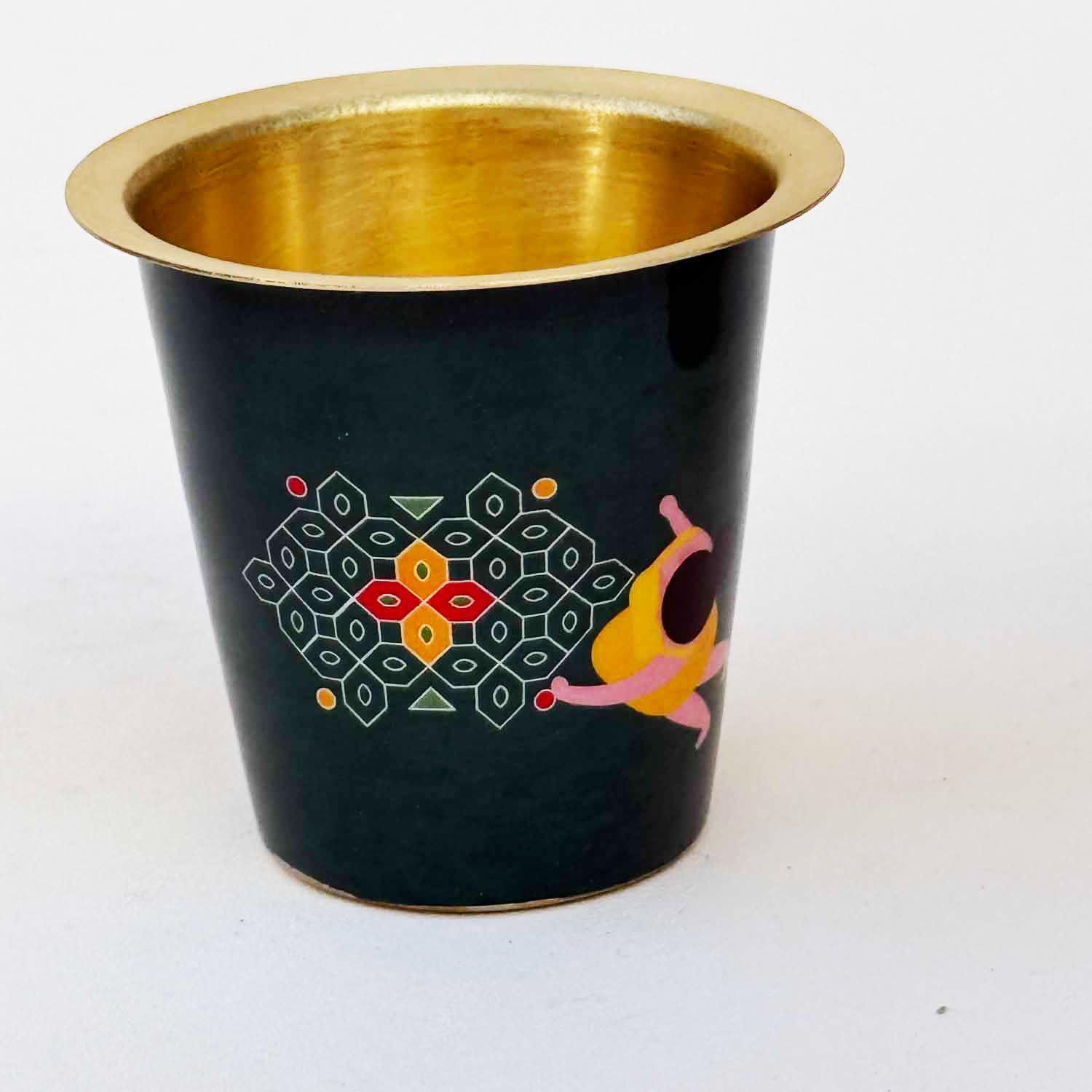 Dark Blue Ethnic Kolam Print Dara Glass Set | Set of 2