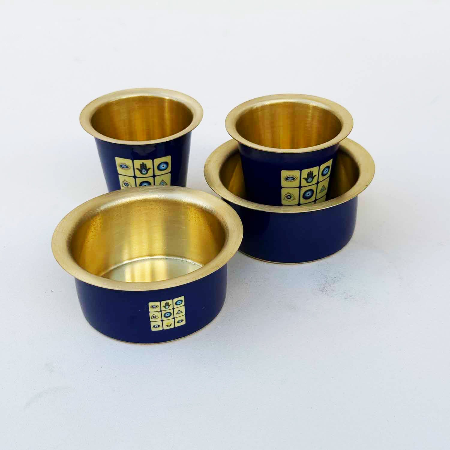 Dark Blue Evil Eye Print Dara Glass Set | Set of 2