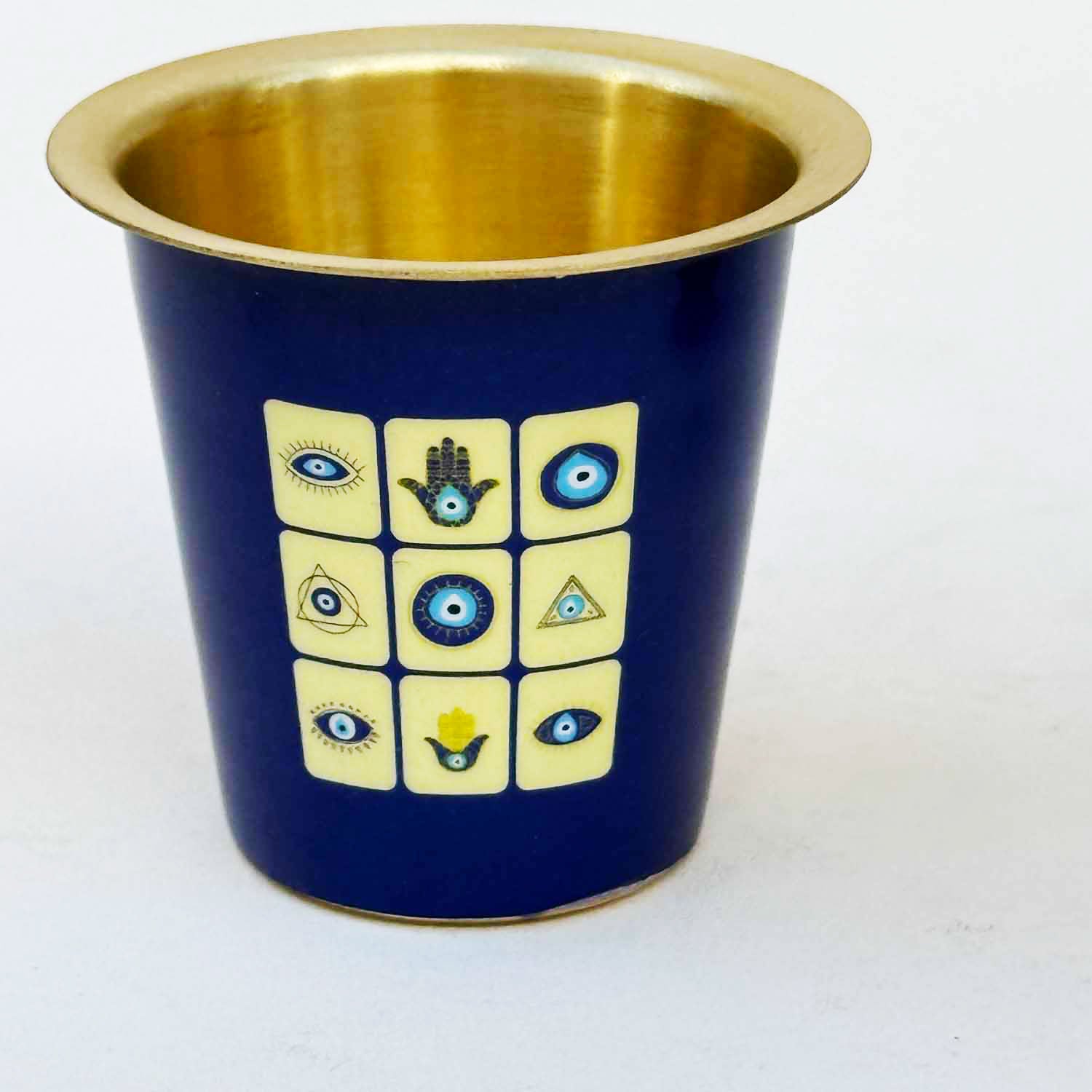 Dark Blue Evil Eye Print Dara Glass Set | Set of 2