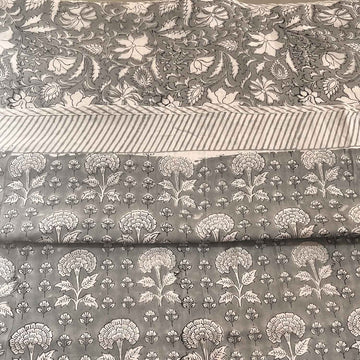 grey & White Soft Cotton Printed Quilt - 90 inches x 100 inches