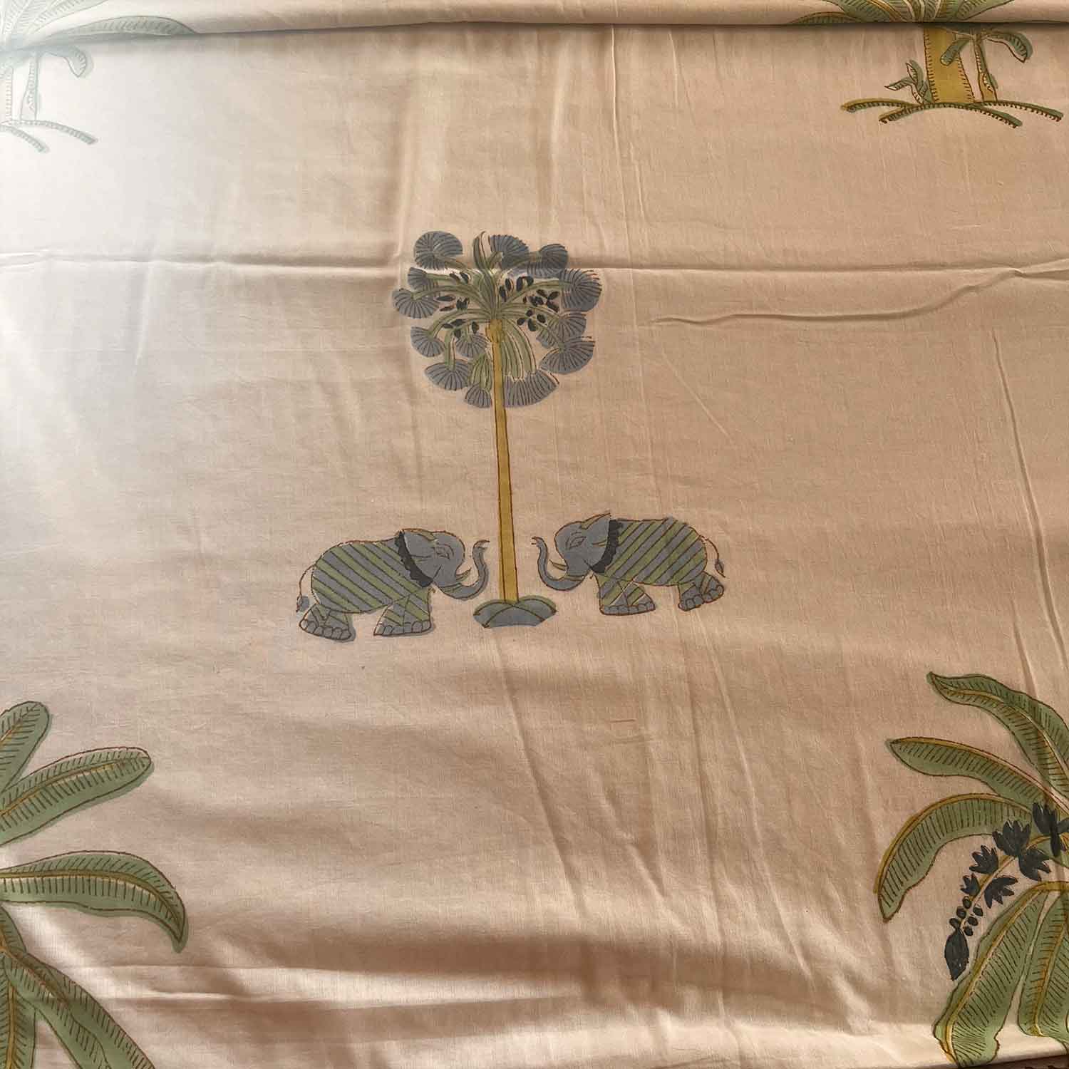 Olive Green & White Soft Cotton Printed Double Dohar - 90 inches x 100 inches