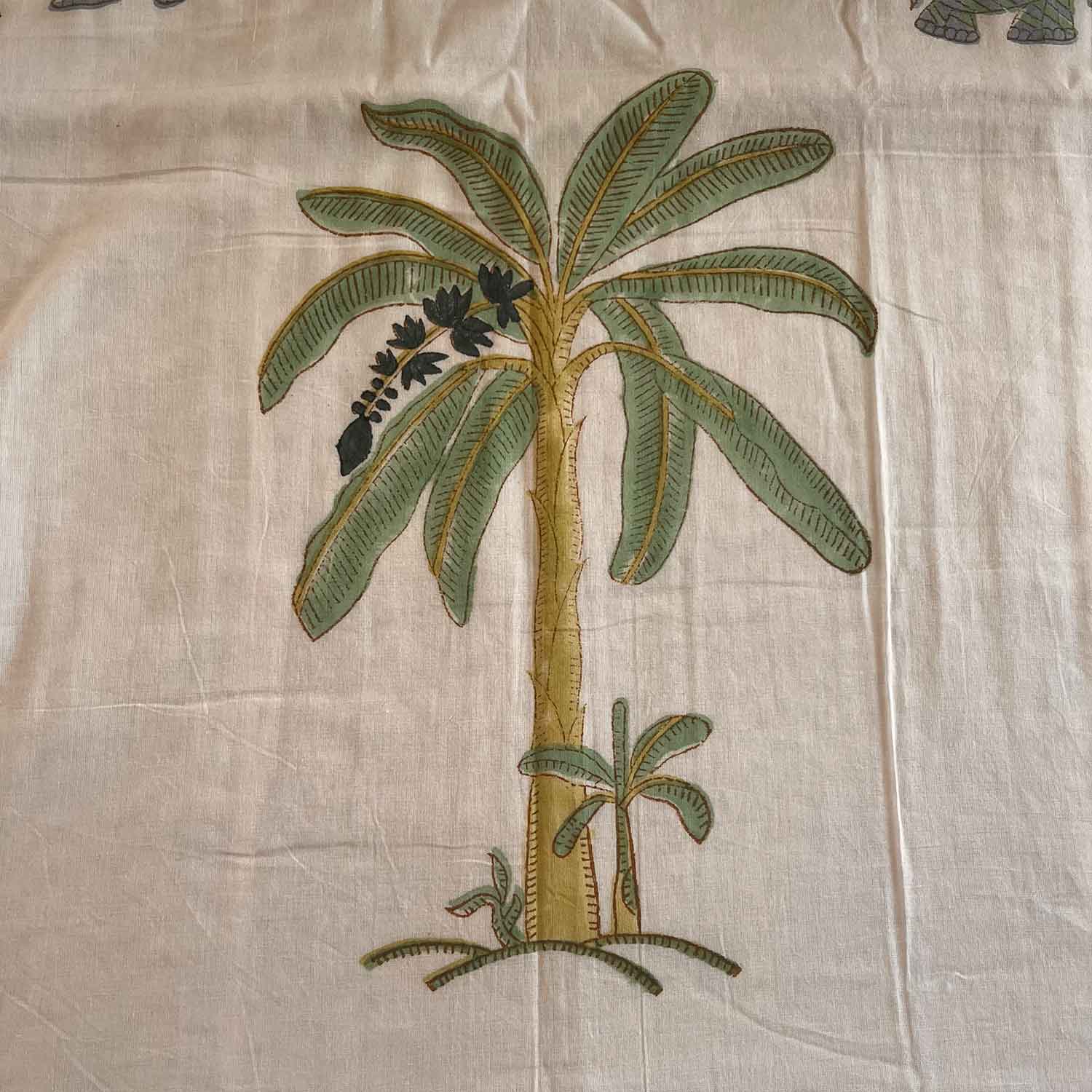 Olive Green & White Soft Cotton Printed Double Dohar - 90 inches x 100 inches