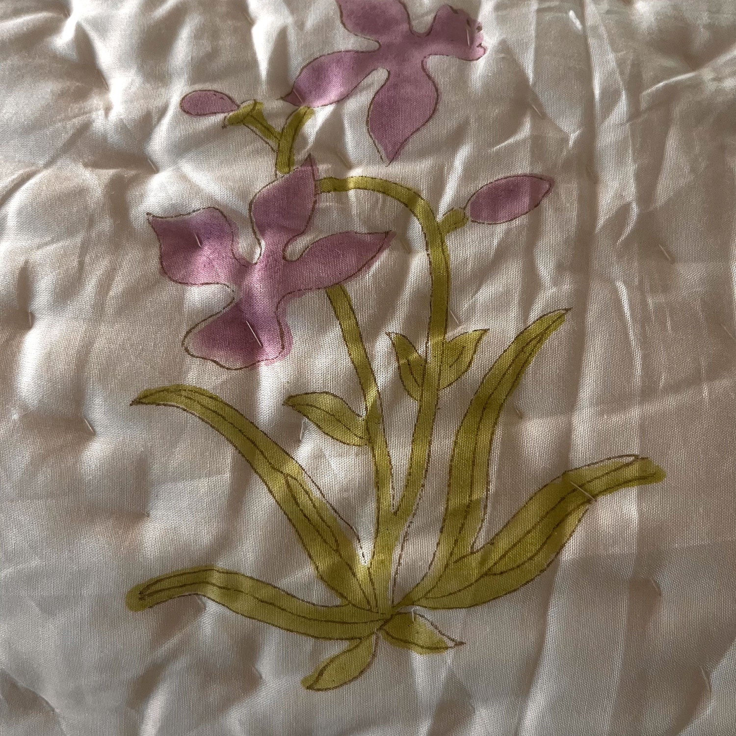 Red & Greenish Floral Soft Cotton Printed Quilt  Single Bed - 60 inches x 90 inches