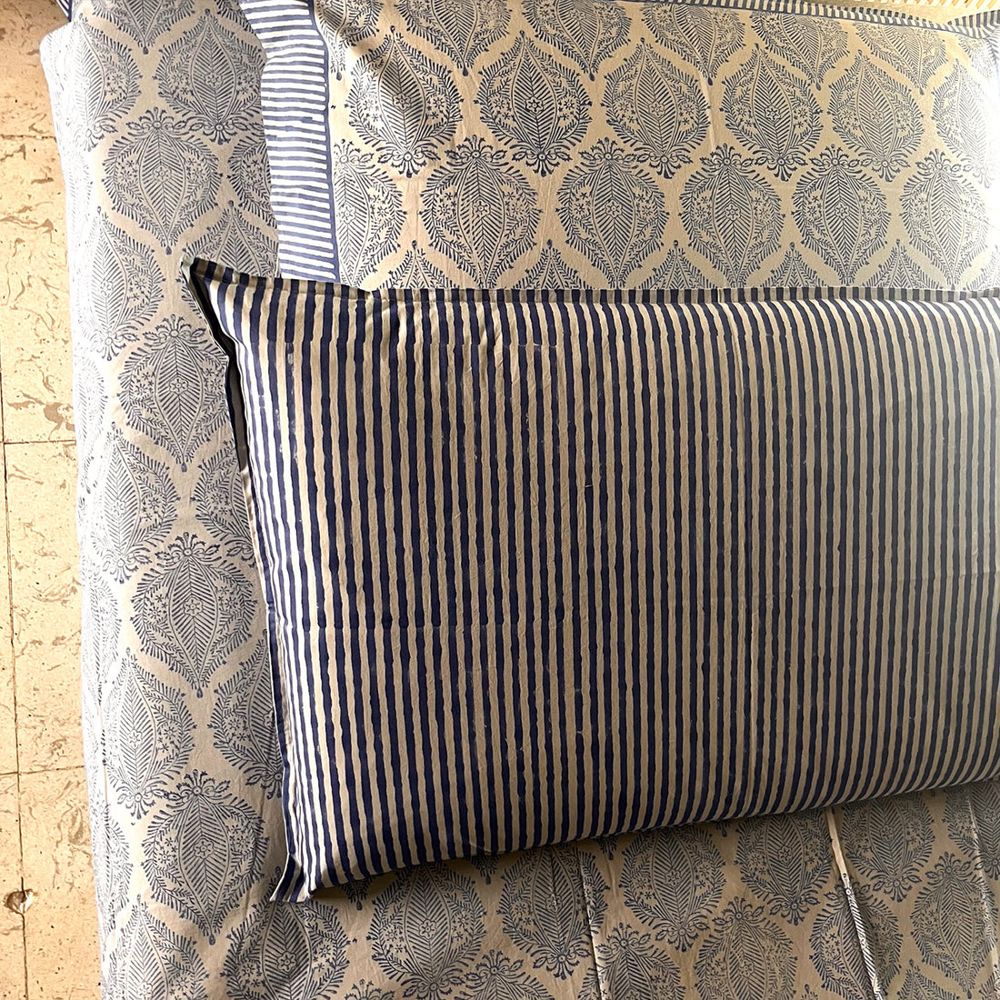 Dark Blue Freestyle Soft Cotton Printed Bedsheet - 100 inches x 110 inches