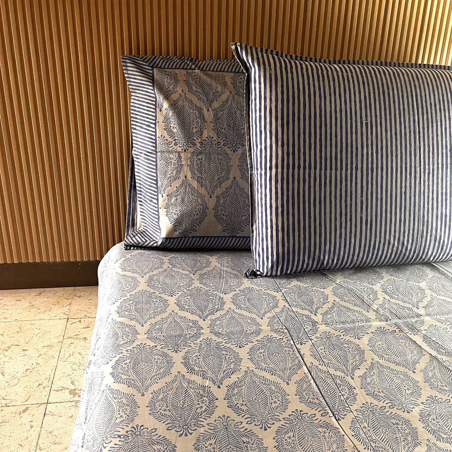 Dark Blue Freestyle Soft Cotton Printed Bedsheet - 100 inches x 110 inches