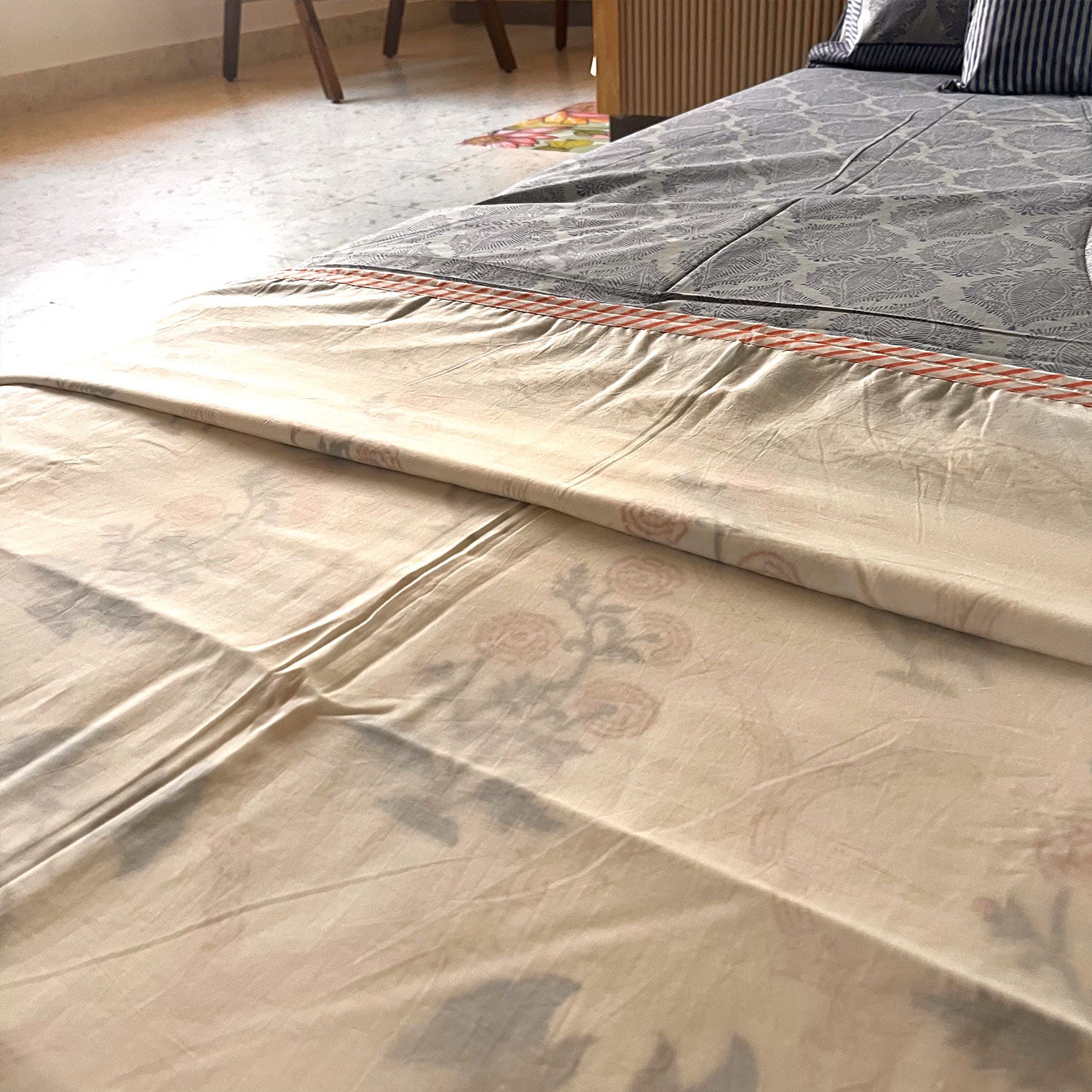 Yellow Floral Soft Cotton Printed 3d Dohar Quilt - Double Bed 90 inches x 100 inches