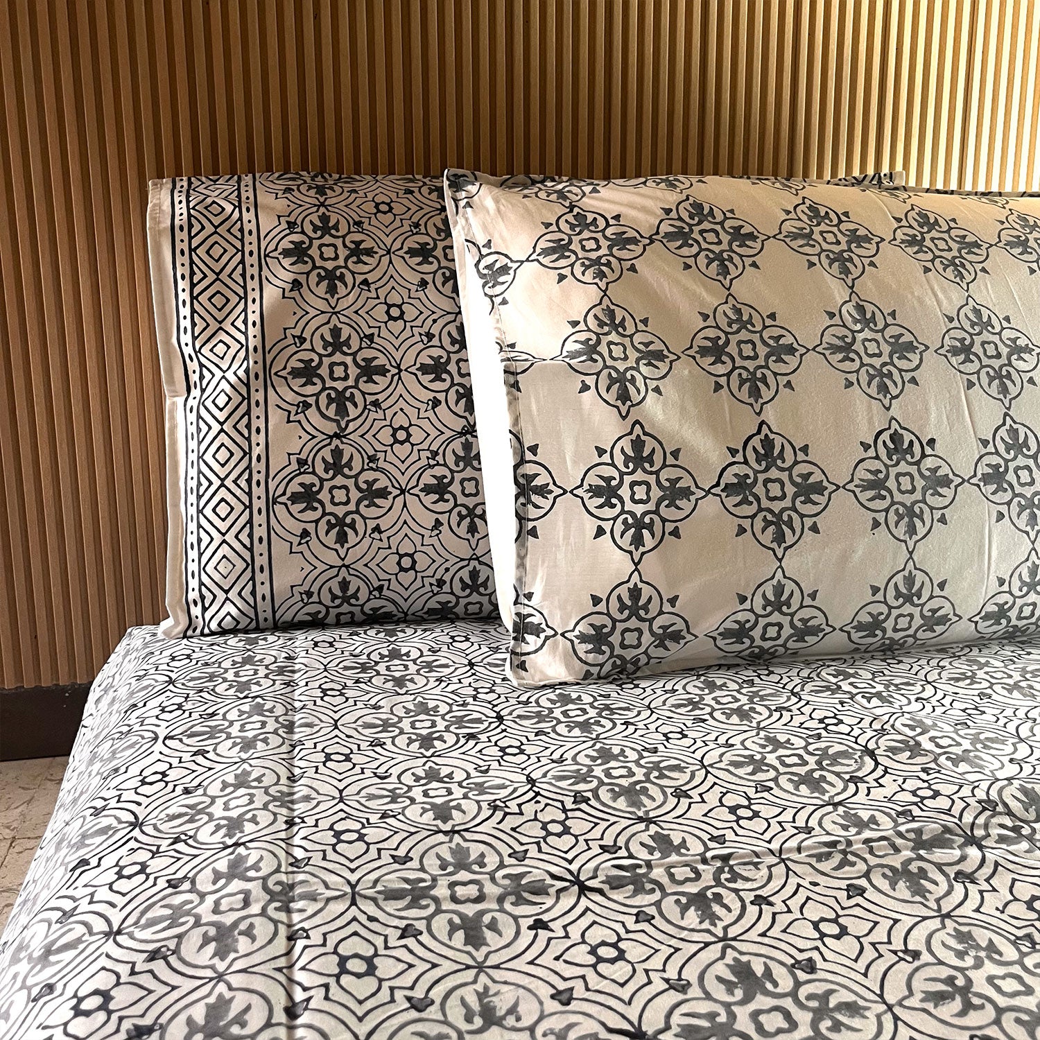 Blue Assyemtrical Foral Soft Cotton Printed Bed Sheet - 100 inches x 110 inches