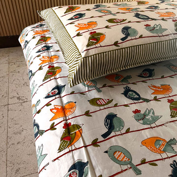 Colourful Birds Kids Single Bedsheet  | 60x90 Inches