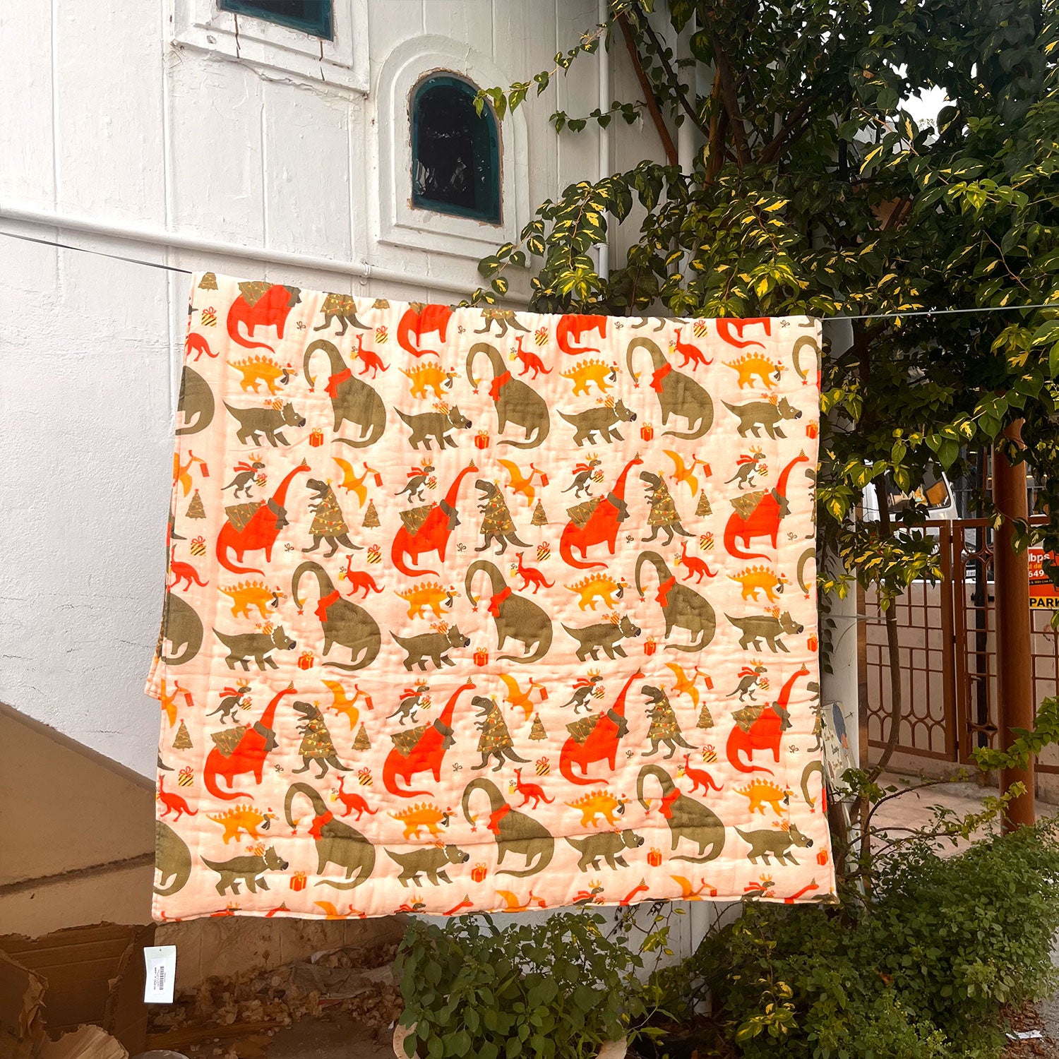 Colourful Dinosaur Baby Quilt | 40x60 Inches