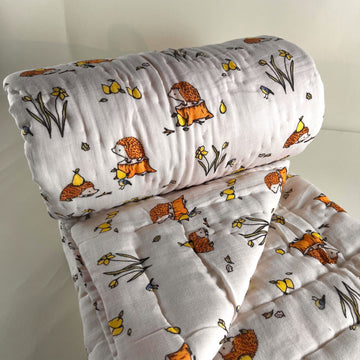 Yellow Animal Prints Kids Single Quilt | Single Sided | 40x60 Inches