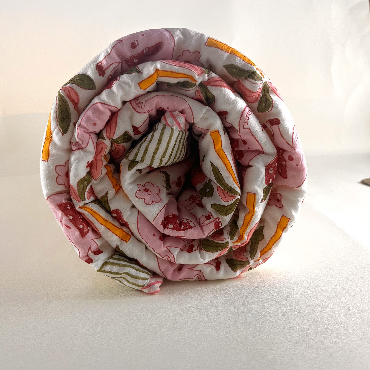 Pink Elephant Baby Quilt | Single Sided | 40x60 Inches