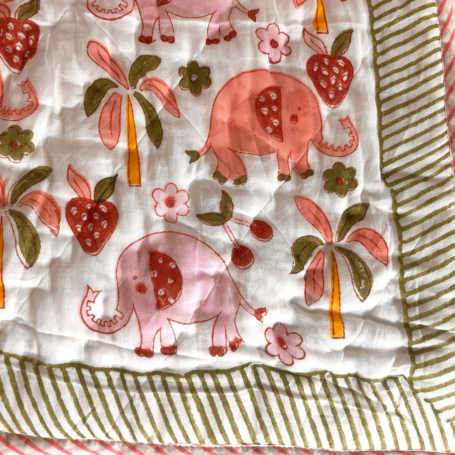 Pink Elephant Baby Quilt | Single Sided | 40x60 Inches