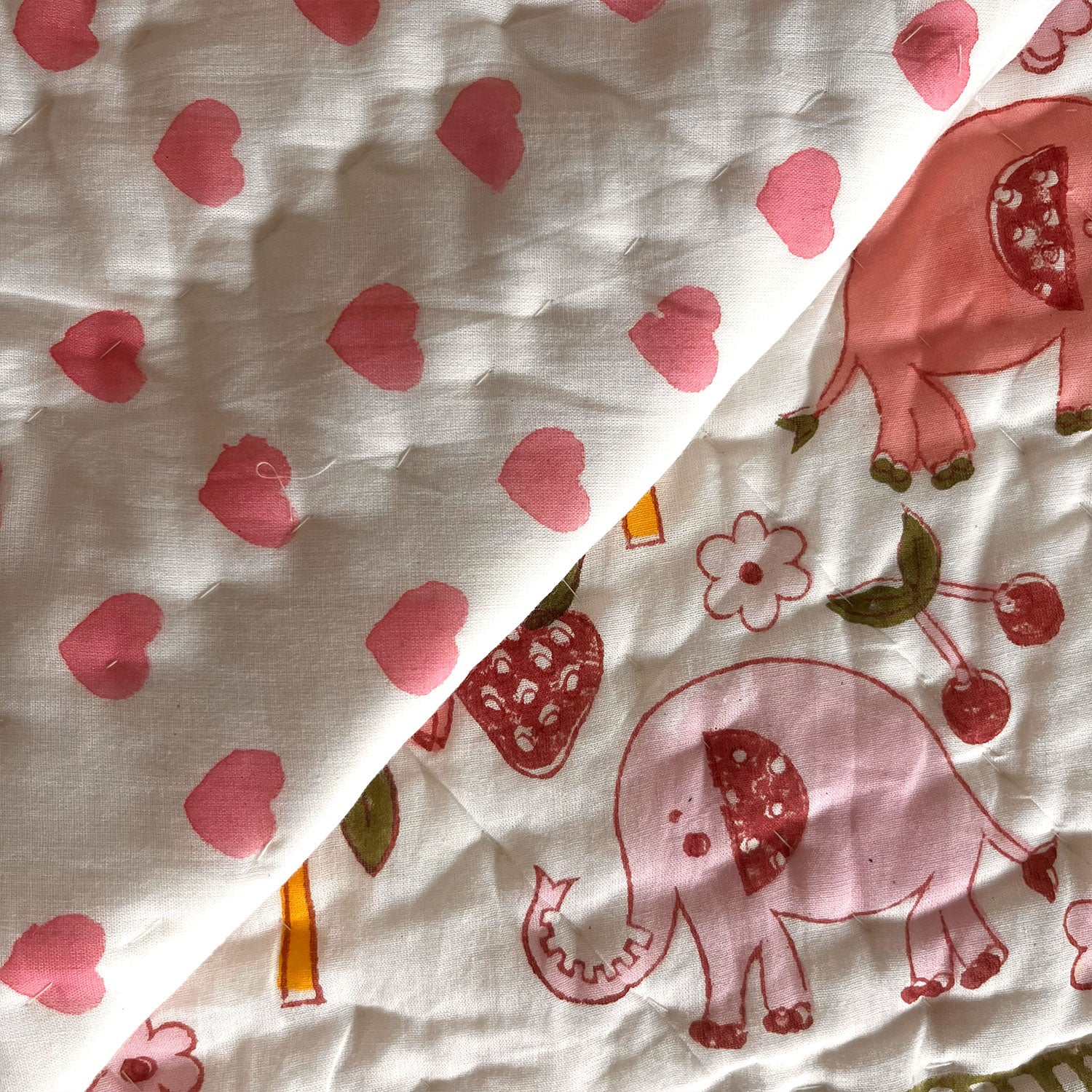 Pink Elephant Baby Quilt | Single Sided | 40x60 Inches