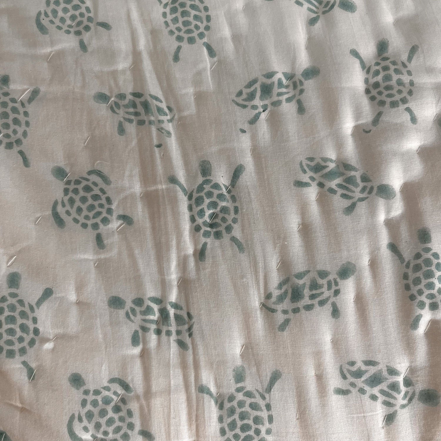 Turkish Blue Turtle Prints Kids Single Quilt | Double Sided | 40x60 Inches