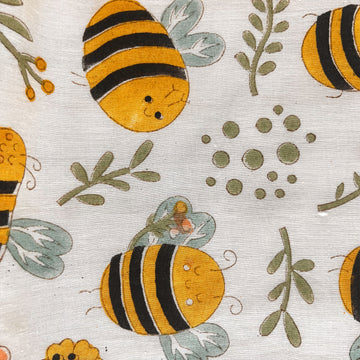 Yellow Honey bee Prints Kids Single Dohar | Single Sided | 40x60 Inches