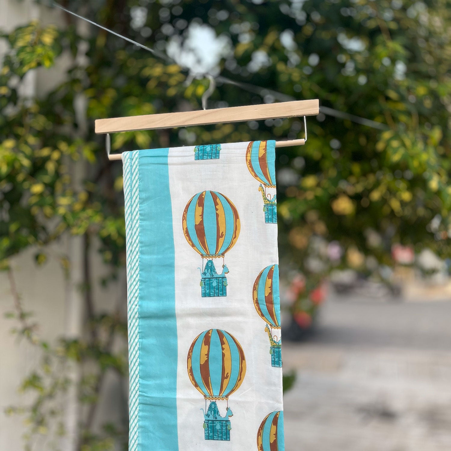 Blue Hot Air Ballon Baby Dohar | 40x60 Inches