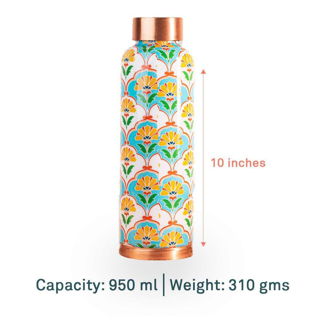 Mughal Garden| 100% Pure Copper Bottle | 950 ml | Peacoy