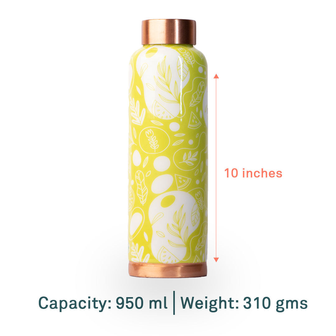 Neon Green Abstract  Printed | 100% Pure Copper Bottle|950 ml | Peacoy