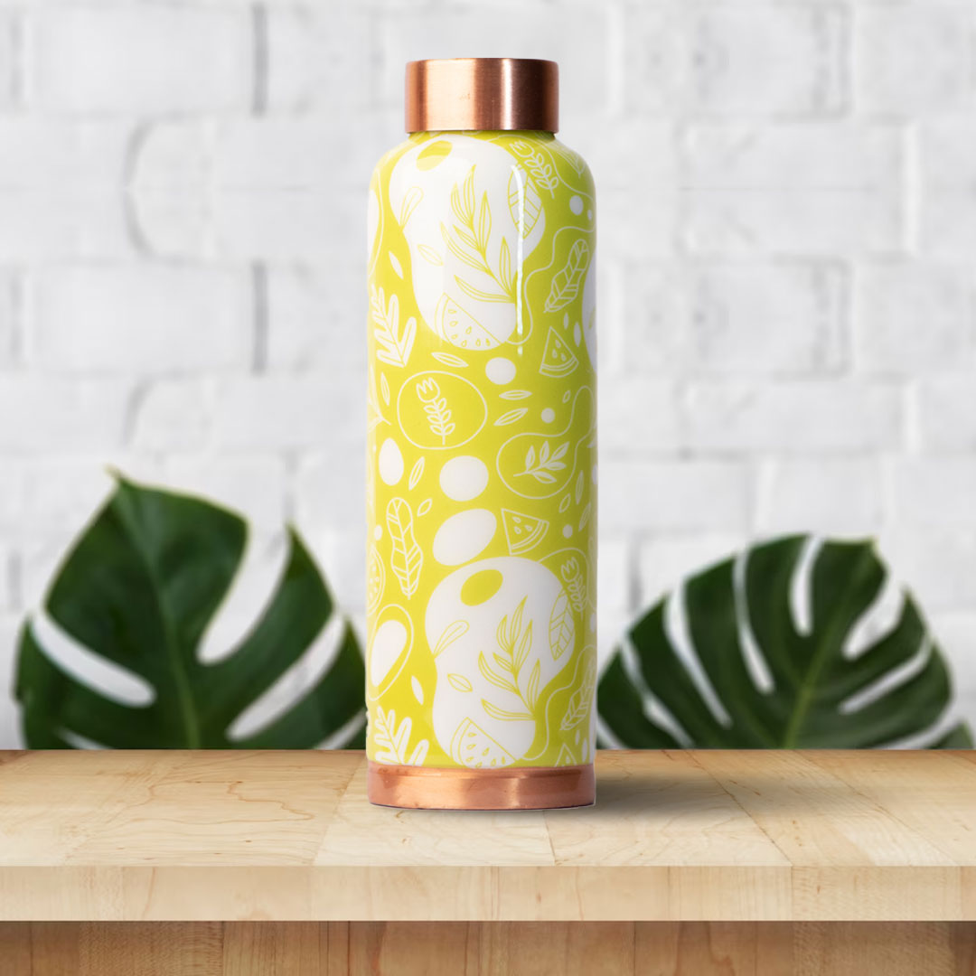 Neon Green Abstract  Printed | 100% Pure Copper Bottle|950 ml | Peacoy