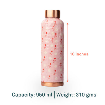 Pastel Pink Sapling | 100% Pure Copper Bottle|950 ml | Peacoy