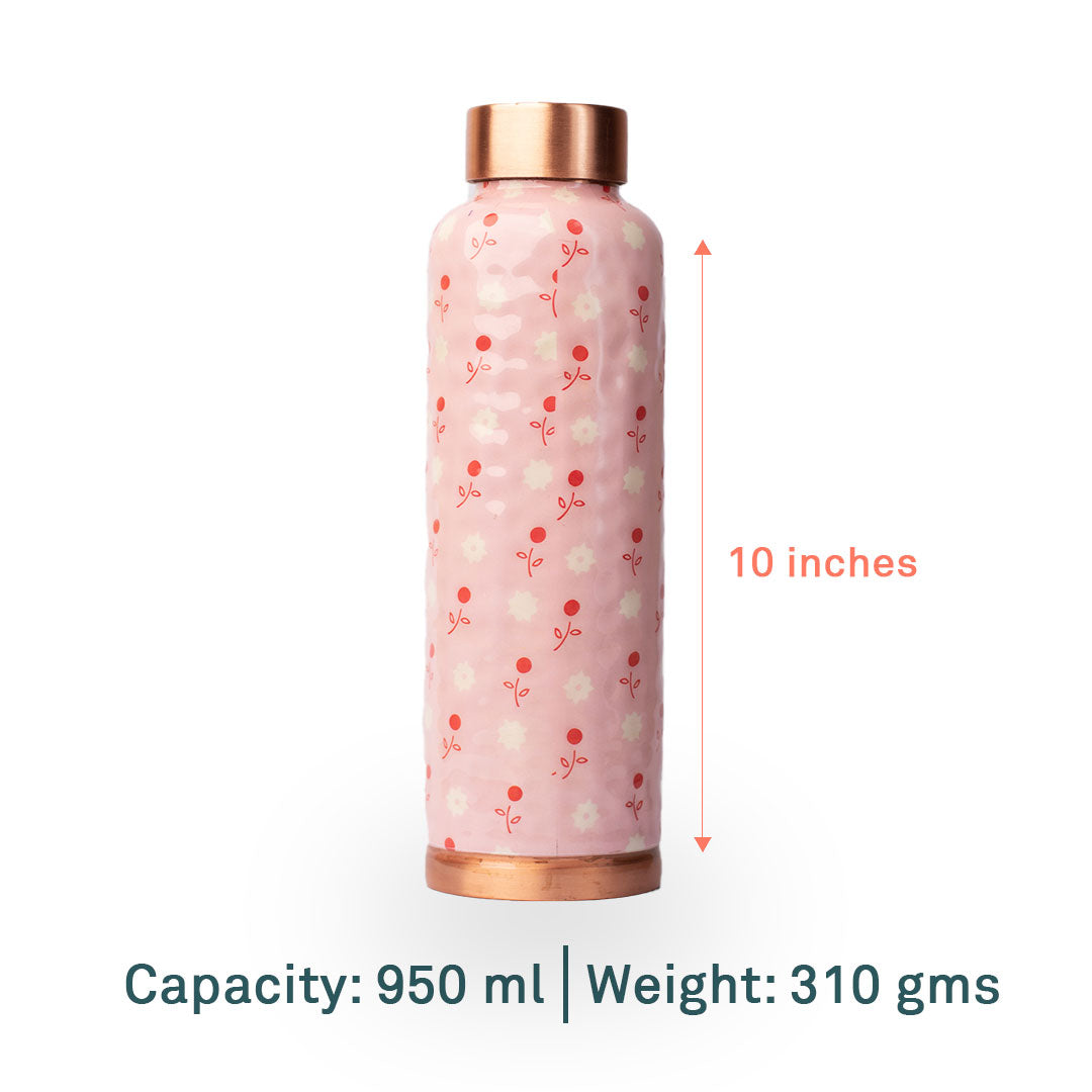 Pastel Pink Sapling | 100% Pure Copper Bottle|950 ml | Peacoy